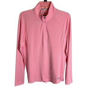 Adidas Golf Women's Activewear Tech LS 1/4 zip Polo Shirt  Size L  Pink Mesh Top